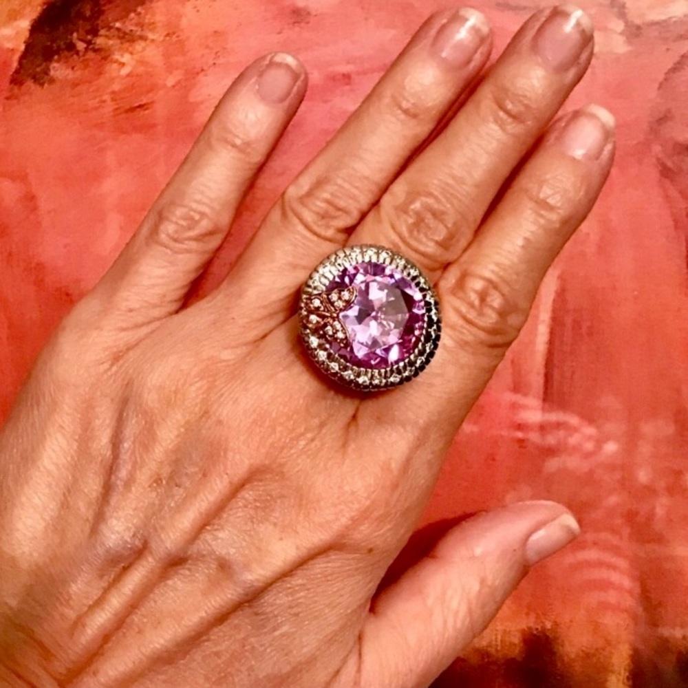 Pink+White Dmq Statement Ring-Butterflyaccents - image 3